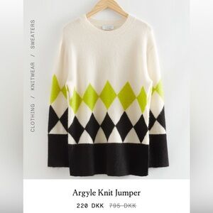 & other stories Argyle Knit Jumper (M)